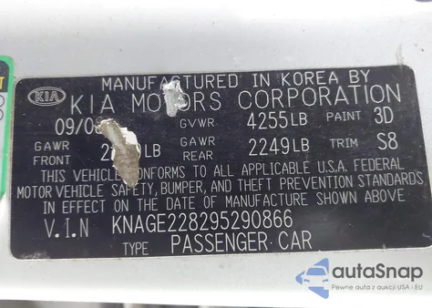 2009 Kia Optima Lx z USA, uszkodzony, nr VIN KNAGE228295290866